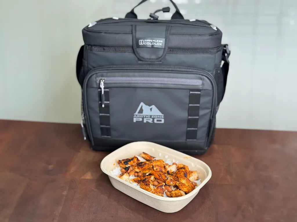 Burrito Bowl next to Arctic Zone PRO Cooler