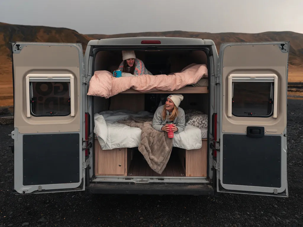 Two girls in a camper van