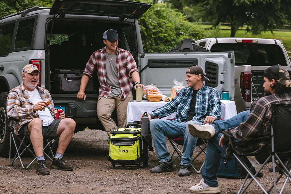 Group of people at a tailgate party