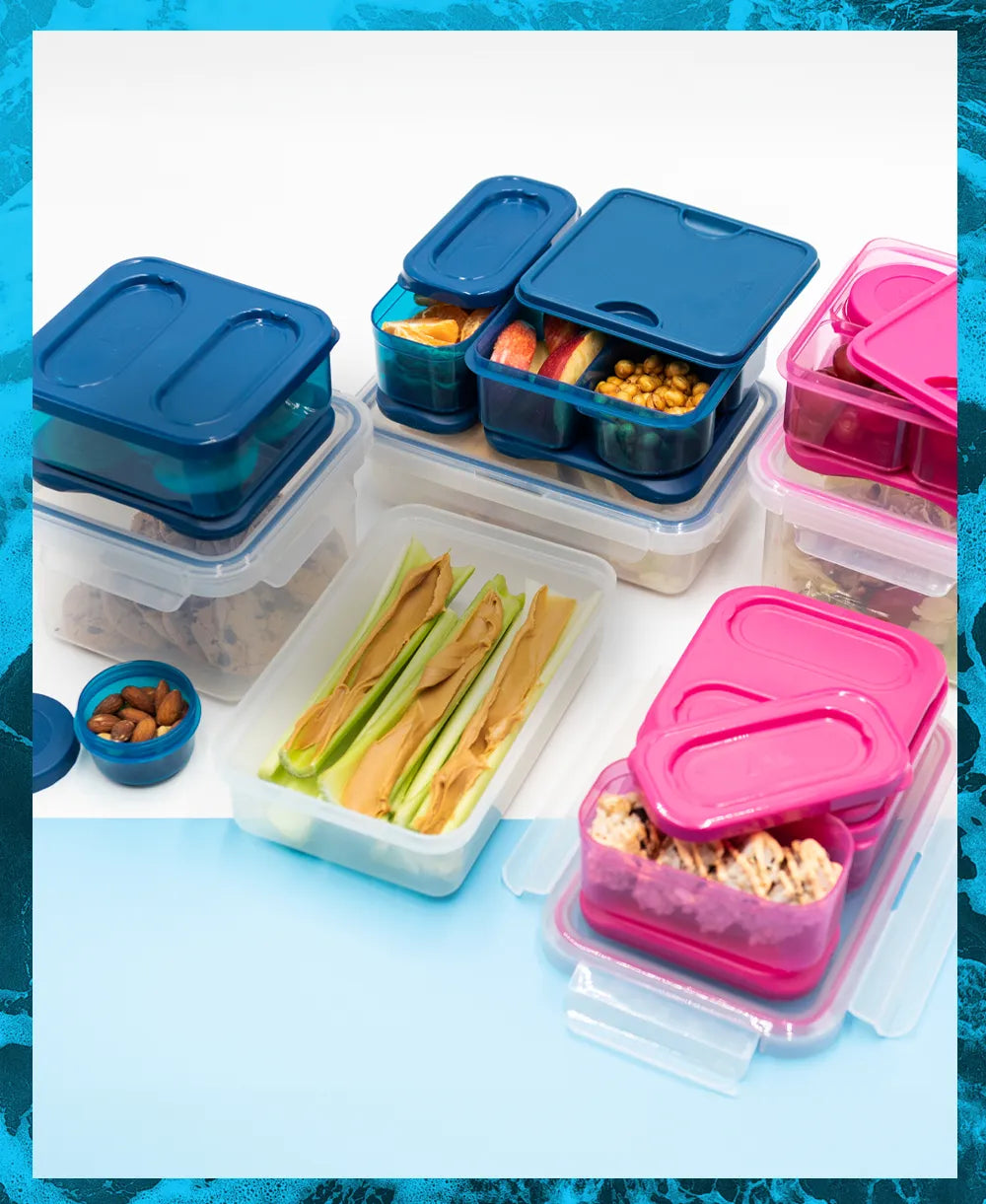 Thermos Food Storage System, Lunch Box, Kids Bento Box, 8pc Navy