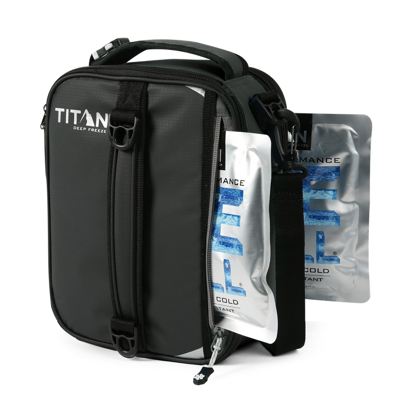 Arctic Zone Titan - Borsa Pranzo Espandibile Isolata, 2 Pannelli Refrigeranti, Fodera Antiodore, Nero/Argento, Poliestere - 2